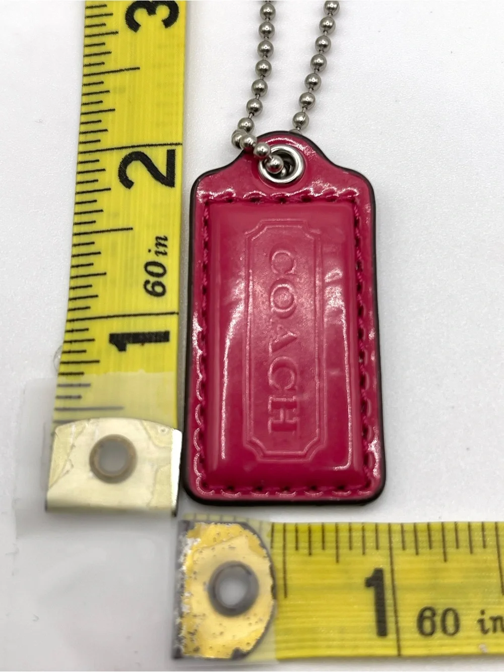 Coach Pink Patent Leather Hang Tag Keychain